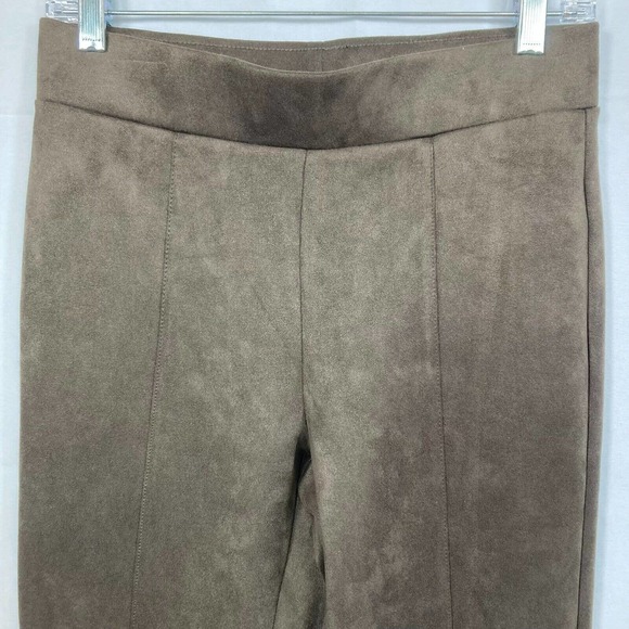 Stoosh Pants Womens Sz M Brown Microsuede Pull On Leggings Stretch High Rise‎ - Picture 2 of 11